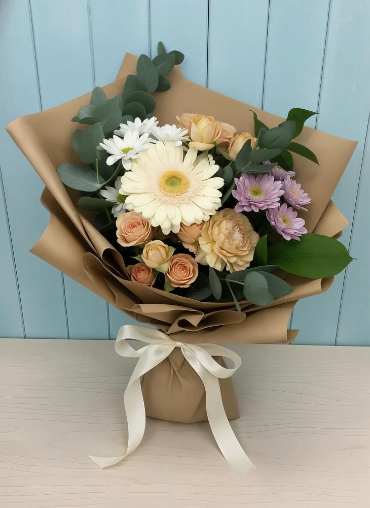 Букет цветов из: Герберы и Хризантемы в Павлово Ленинградской области