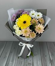 Букет цветов из:  Розы, Герберы и Хризантемы в Павлово Ленинградской области