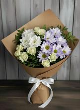 Букет цветов из:  Хризантемы и Розы в Павлово Ленинградской области