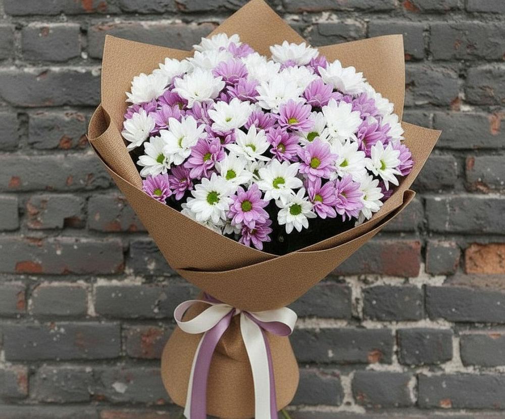 Букет цветов из: Хризантемы в Павлово Ленинградской области