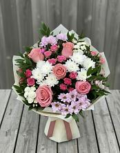 Букет цветов из:  Альстромерии, Гвоздики, Розы и Хризантемы #REPLACE_PRED# Павлово Ленинградской области
