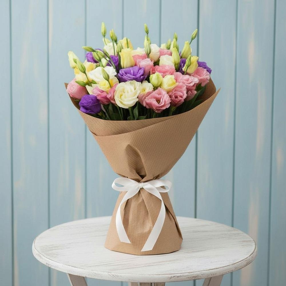 Букет цветов из: Лизиантусы в Павлово Ленинградской области