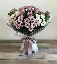 Букет цветов из:  Хризантемы и Розы в Павлово Ленинградской области