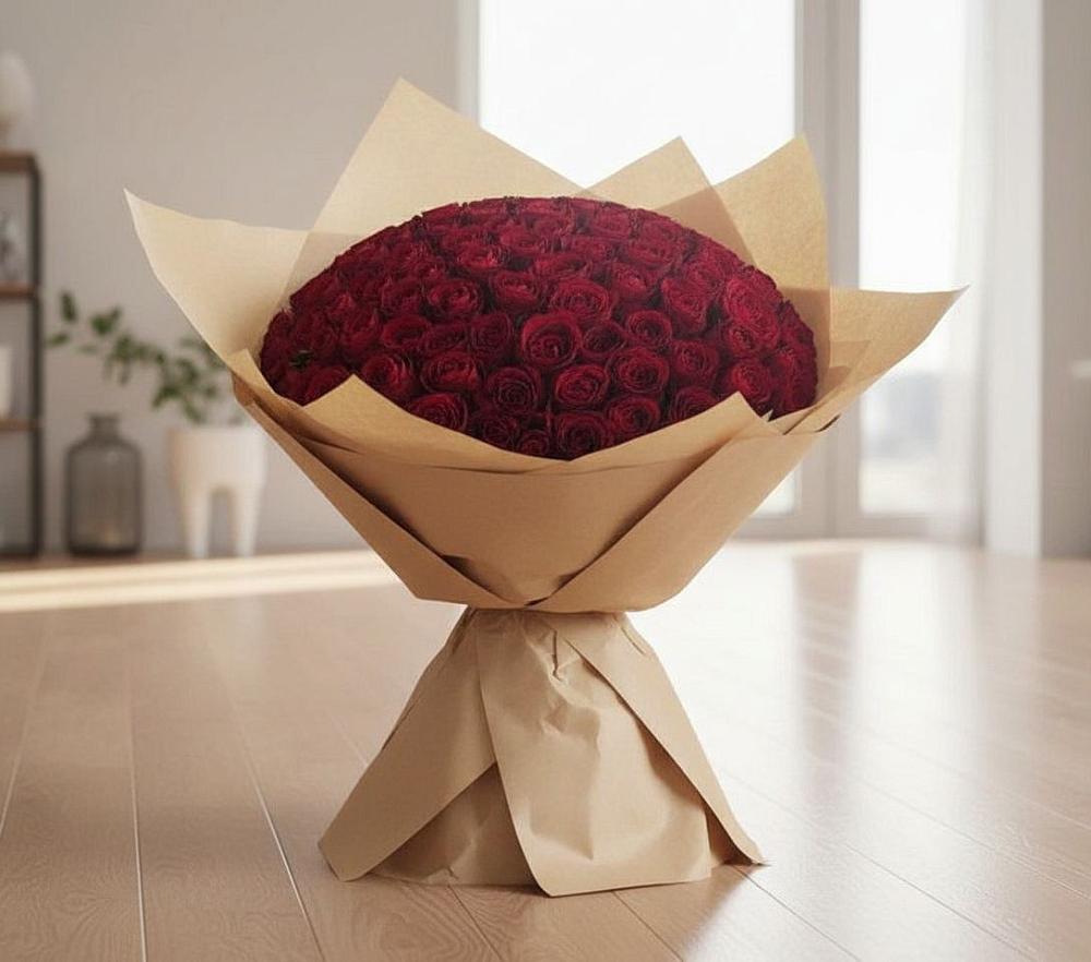 Букет 101 Красная роза в Павлово Ленинградской области