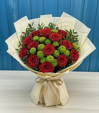 Букет цветов из:  Розы и Хризантемы в Павлово Ленинградской области