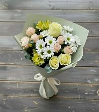 Букет цветов из:  Альстромерии, Розы и Хризантемы в Павлово Ленинградской области